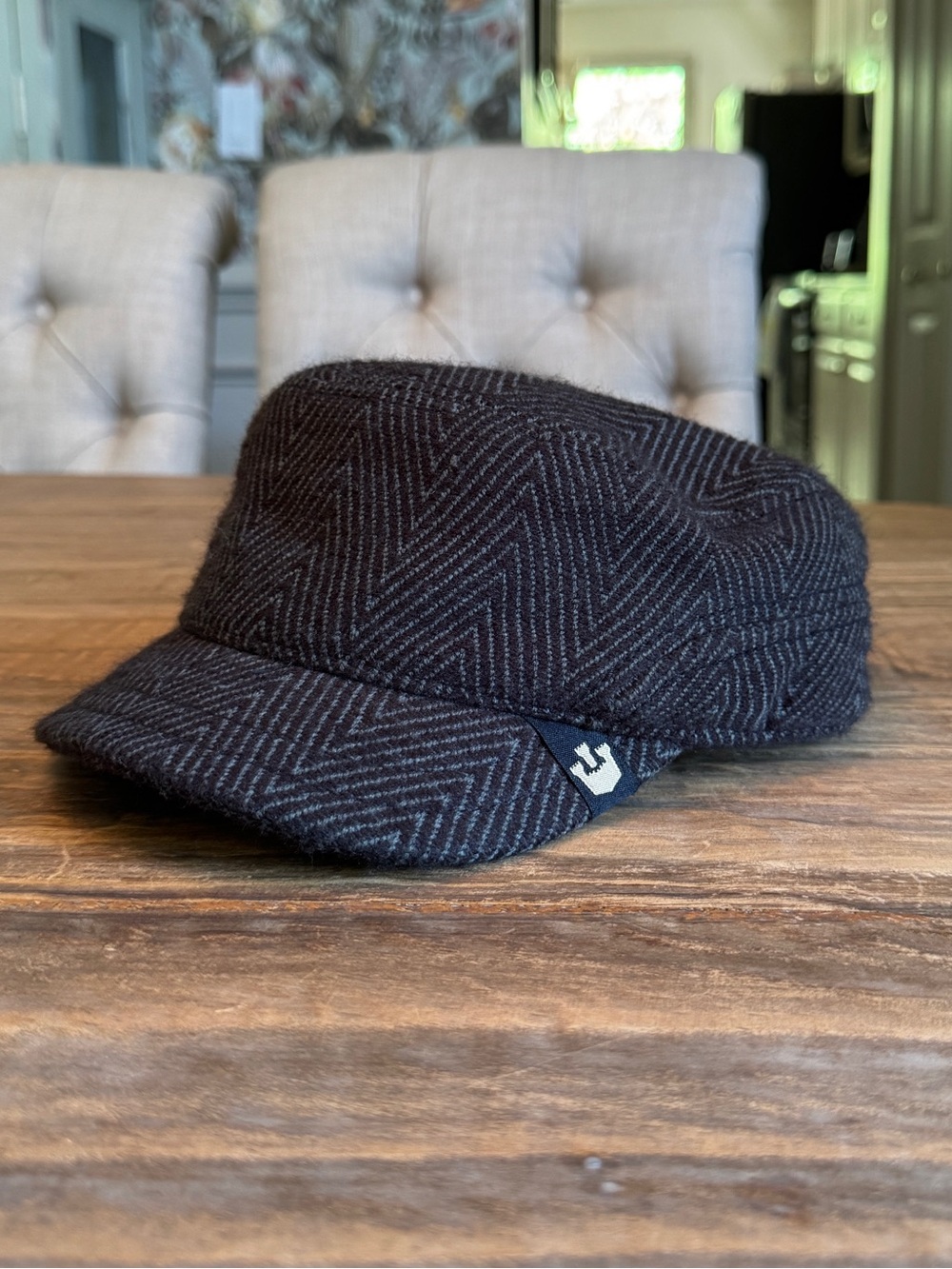 Goorin Bros Gray Newsboy Duckbill Flat Hat Herringbone Acrylic Small